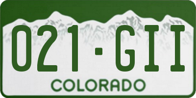 CO license plate 021GII