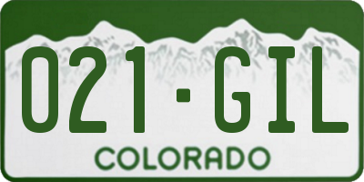 CO license plate 021GIL