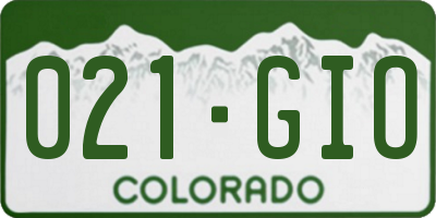 CO license plate 021GIO