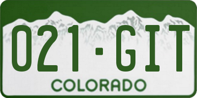 CO license plate 021GIT