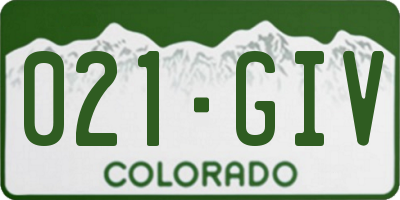 CO license plate 021GIV
