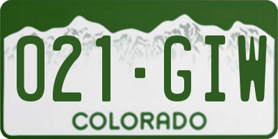 CO license plate 021GIW