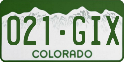 CO license plate 021GIX