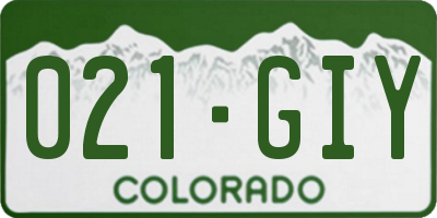 CO license plate 021GIY