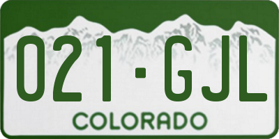 CO license plate 021GJL