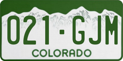 CO license plate 021GJM