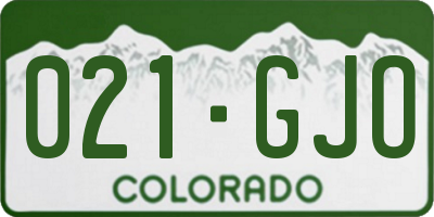 CO license plate 021GJO