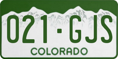 CO license plate 021GJS