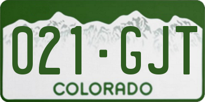 CO license plate 021GJT