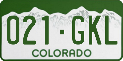 CO license plate 021GKL