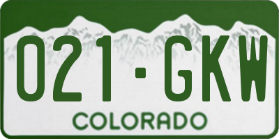 CO license plate 021GKW