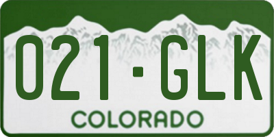 CO license plate 021GLK