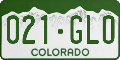 CO license plate 021GLO