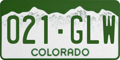 CO license plate 021GLW