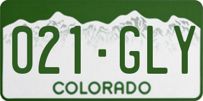 CO license plate 021GLY