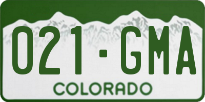 CO license plate 021GMA