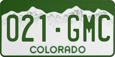 CO license plate 021GMC