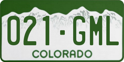CO license plate 021GML