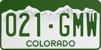 CO license plate 021GMW