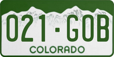 CO license plate 021GOB