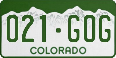 CO license plate 021GOG