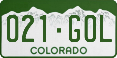 CO license plate 021GOL