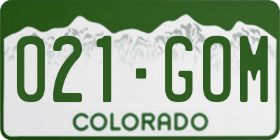 CO license plate 021GOM