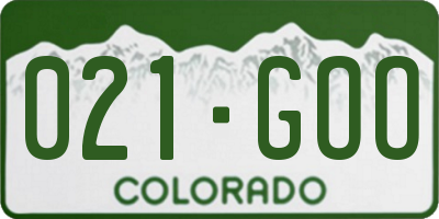 CO license plate 021GOO