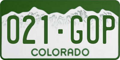 CO license plate 021GOP