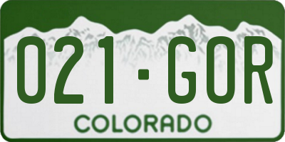 CO license plate 021GOR