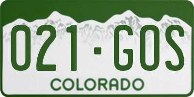 CO license plate 021GOS
