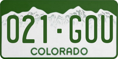 CO license plate 021GOU