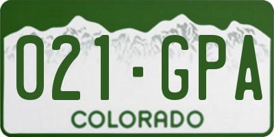 CO license plate 021GPA
