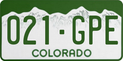CO license plate 021GPE
