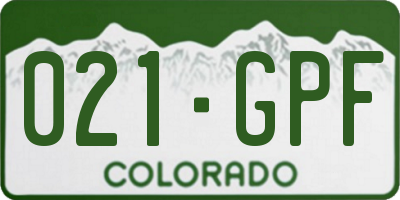 CO license plate 021GPF