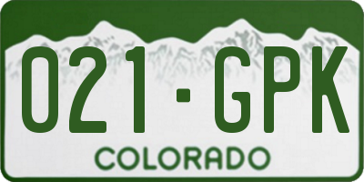 CO license plate 021GPK