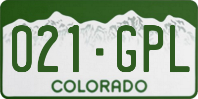 CO license plate 021GPL