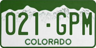 CO license plate 021GPM