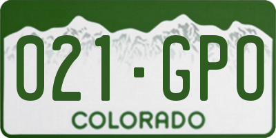 CO license plate 021GPO