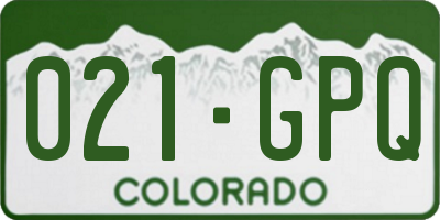 CO license plate 021GPQ