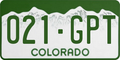 CO license plate 021GPT