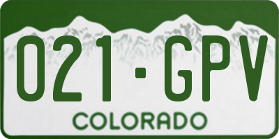 CO license plate 021GPV