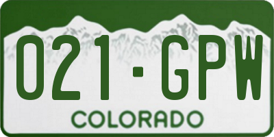 CO license plate 021GPW