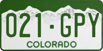 CO license plate 021GPY