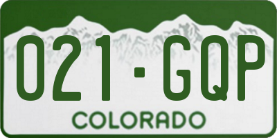 CO license plate 021GQP