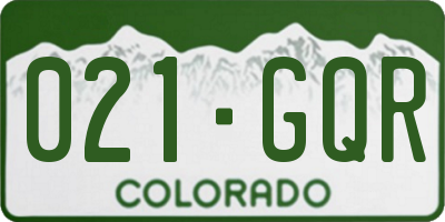 CO license plate 021GQR