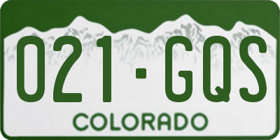 CO license plate 021GQS