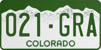 CO license plate 021GRA