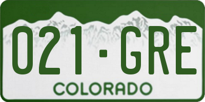 CO license plate 021GRE