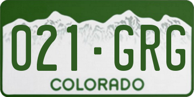 CO license plate 021GRG